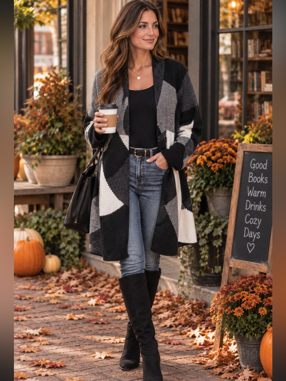 Nordstrom Collection 100% Cashmere Long Cardigan with leather trim